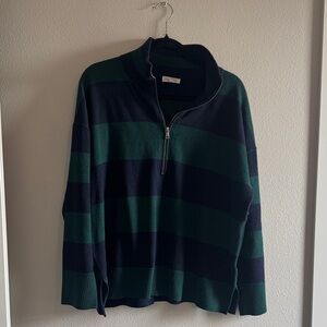 Blu Pepper Women's Zip-Up Sweater in Green and Navy